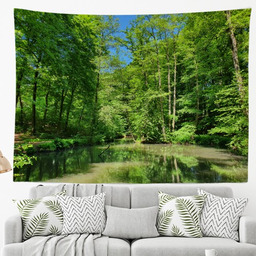 Ulticool - Bomen Bos Natuur Water Veluwe Nederland - Wandkleed - 200x150 cm - Groot wandtapijt - Poster 