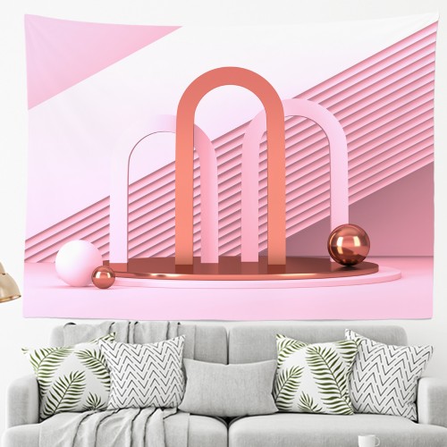 Ulticool - Arches Aesthetic Background Backdrop Achtergrond - Wandkleed - 200x150 cm - Groot wandtapijt - Poster - Roze 