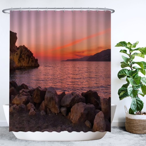 Ulticool Douchegordijn - Zonsondergang Sunset  - 180 x 200 cm - met 12 ringen 