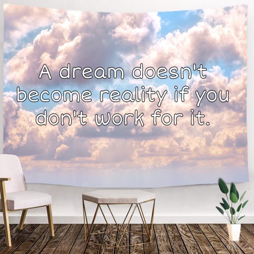 Ulticool - Spreuk - Tekst - Work for your dream - Wandkleed - 200x150 cm - Groot wandtapijt - Poster