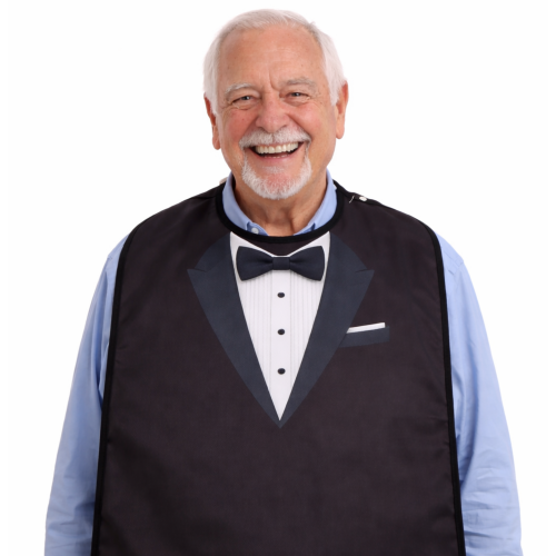 Slabber volwassenen 46x80 cm – Tuxedo pak - Waterdichte beschermslab – Senioren slab – Grote bavet – Fleece onderlaag – TPU tussenlaag