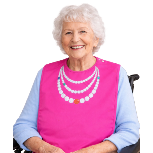 Slabber volwassenen 46x80 cm – Ketting roze - Waterdichte beschermslab – Senioren slab – Grote bavet – Fleece onderlaag – TPU tussenlaag 