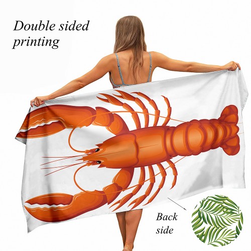 Ulticool - Handdoek - Kreeft - Backdrop Decoratie Natuur - Badhanddoek - Strandlaken - Handdoek Microvezel - Sneldrogend Badlaken - 160 x 80 cm - voor reizen fitness gym sport