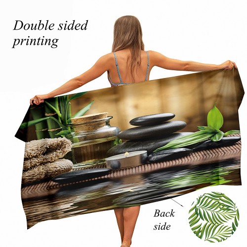 Ulticool - Handdoek - Zen Spa Meditatie Rust - Backdrop Decoratie Natuur - Badhanddoek - Strandlaken - Handdoek Microvezel - Sneldrogend Badlaken - 160 x 80 cm - voor reizen fitness gym sport