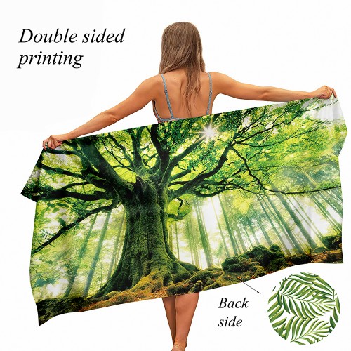 Ulticool - Handdoek - Boom Kracht Natuur Licht Bos - Backdrop Decoratie Natuur - Badhanddoek - Strandlaken - Handdoek Microvezel - Sneldrogend Badlaken - 160 x 80 cm - voor reizen fitness gym sport