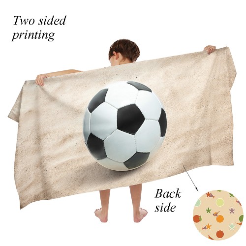 Ulticool - Handdoek - Voetbal Zand Strand - Badhanddoek - Strandhanddoek Zwemhanddoek - Sneldrogend Badlaken - 140 x 70 cm - voor reizen fitness gym sport - Jongen Meisje - Beige