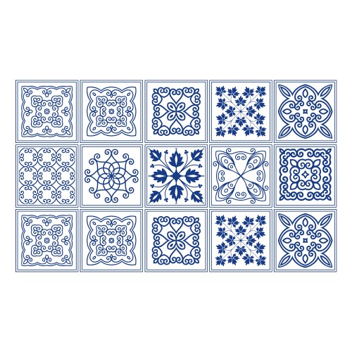 Ulticool Decoratie Sticker Tegels - Mandala Blauw Wit - 15x15 cm - 15 stuks Zelfklevende Plakfolie Tegelstickers - Achterwand voor de Muur Badkamer - Keukenwand Keuken - Plaktegels Zelfklevend - Sticktiles