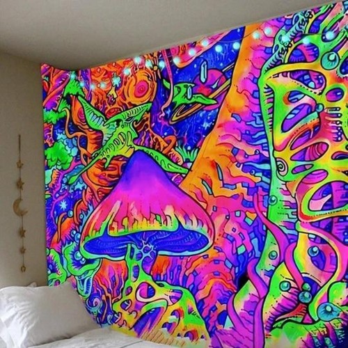 Ulticool - Psychedelisch Trippy Paddo Cannabis Wiet - Wandkleed - 200x150 cm - Groot wandtapijt - Poster