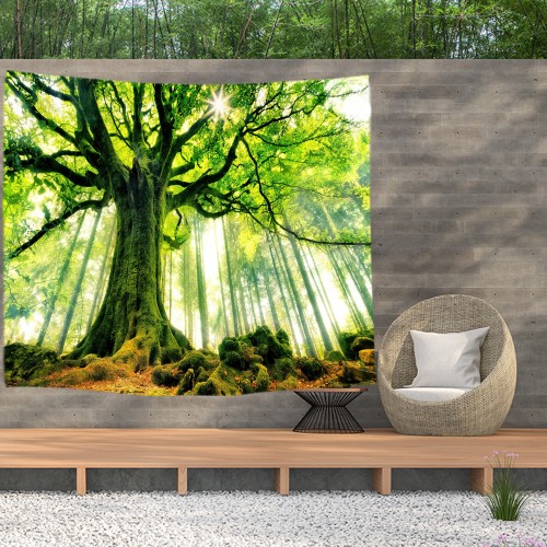 Ulticool - Boom Zon Licht Bomen Natuur - Wandkleed  Poster - 200x150 cm - Groot wandtapijt -  Tuinposter Tapestry 