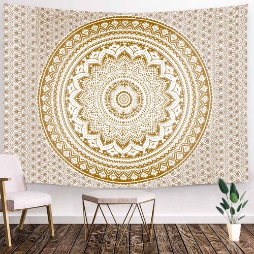 Ulticool - Mandala Goud Bohemian Hippie - Wandkleed - 200x150 cm - Groot wandtapijt - Poster