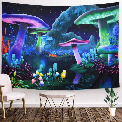 Ulticool - Psychedelische Paddestoel Hemel - Wandkleed - 200x150 cm - Groot wandtapijt - Poster