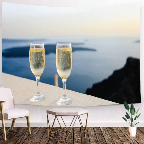 Ulticool - Strand Alcohol Drank Romantisch - Wandkleed - 200x150 cm - Groot wandtapijt - Poster