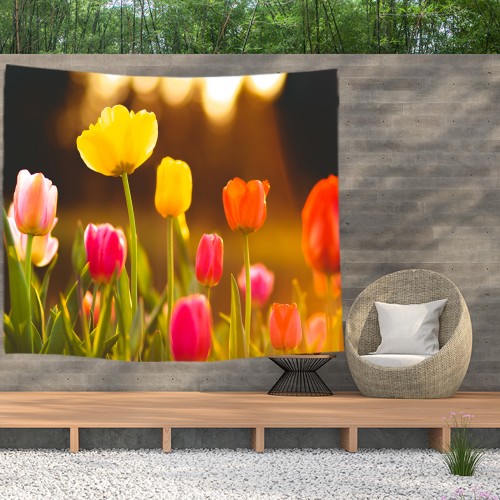 Ulticool - Tulpen Bloemen Natuur - Wandkleed  Poster - 200x150 cm - Groot wandtapijt -  Tuinposter Tapestry