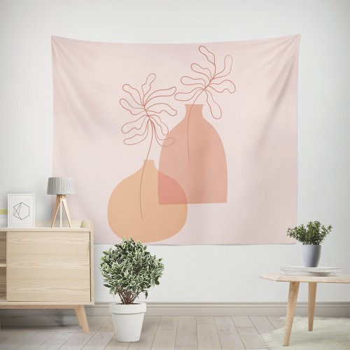 Ulticool - Vazen Aesthetic Room Decor Roze - Wandkleed - 200x150 cm - Groot wandtapijt - Poster