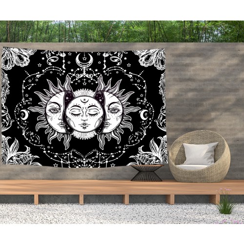 Ulticool - Zon Maan Zodiac Tarot Natuur Bohemian - Wandkleed  Poster - 200x150 cm - Groot wandtapijt -  Tuinposter Tapestry