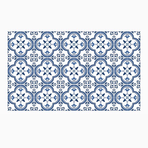 Ulticool Decoratie Sticker Tegels - Blauw Wit Mandala Achterwand Accessoire - 15x15 cm - 15 stuks Plakfolie Tegelstickers - Plaktegels Zelfklevend - Sticktiles - Badkamer - Keuken 