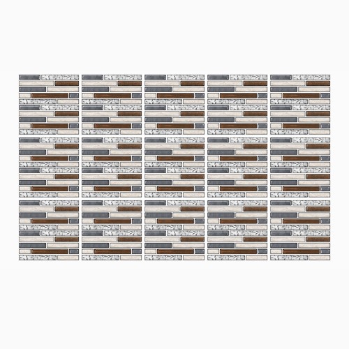Ulticool Decoratie Sticker Tegels - Plakstrips Muur Baksteen Behang Wit Natuur Bruin Grijs - 15x15 cm - 15 stuks Plakfolie Tegelstickers - Plaktegels Zelfklevend - Badkamer - Keuken