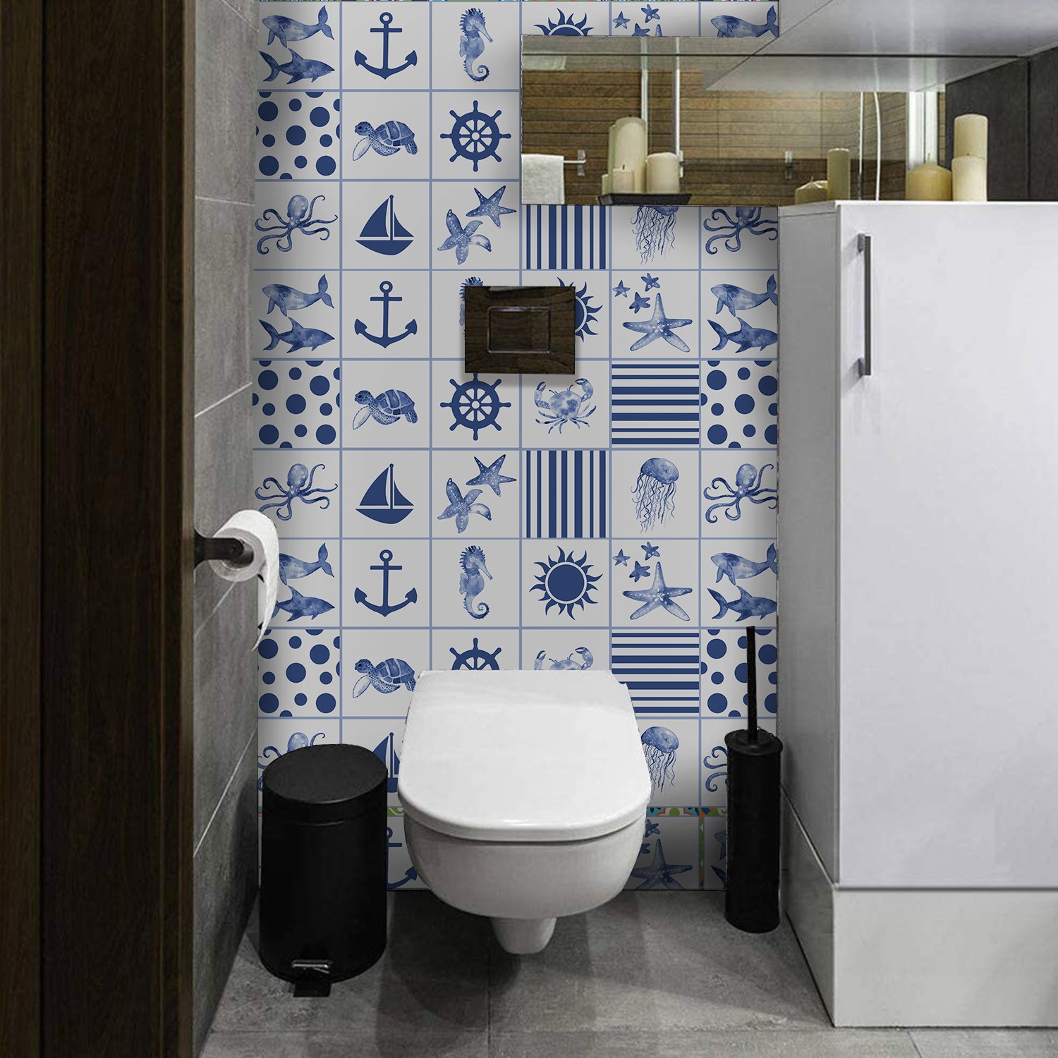 Autocollant Floral Pour Abattant De Toilette - Décoration Salle De Bain Adhésive Élégante Et Facile à Poser