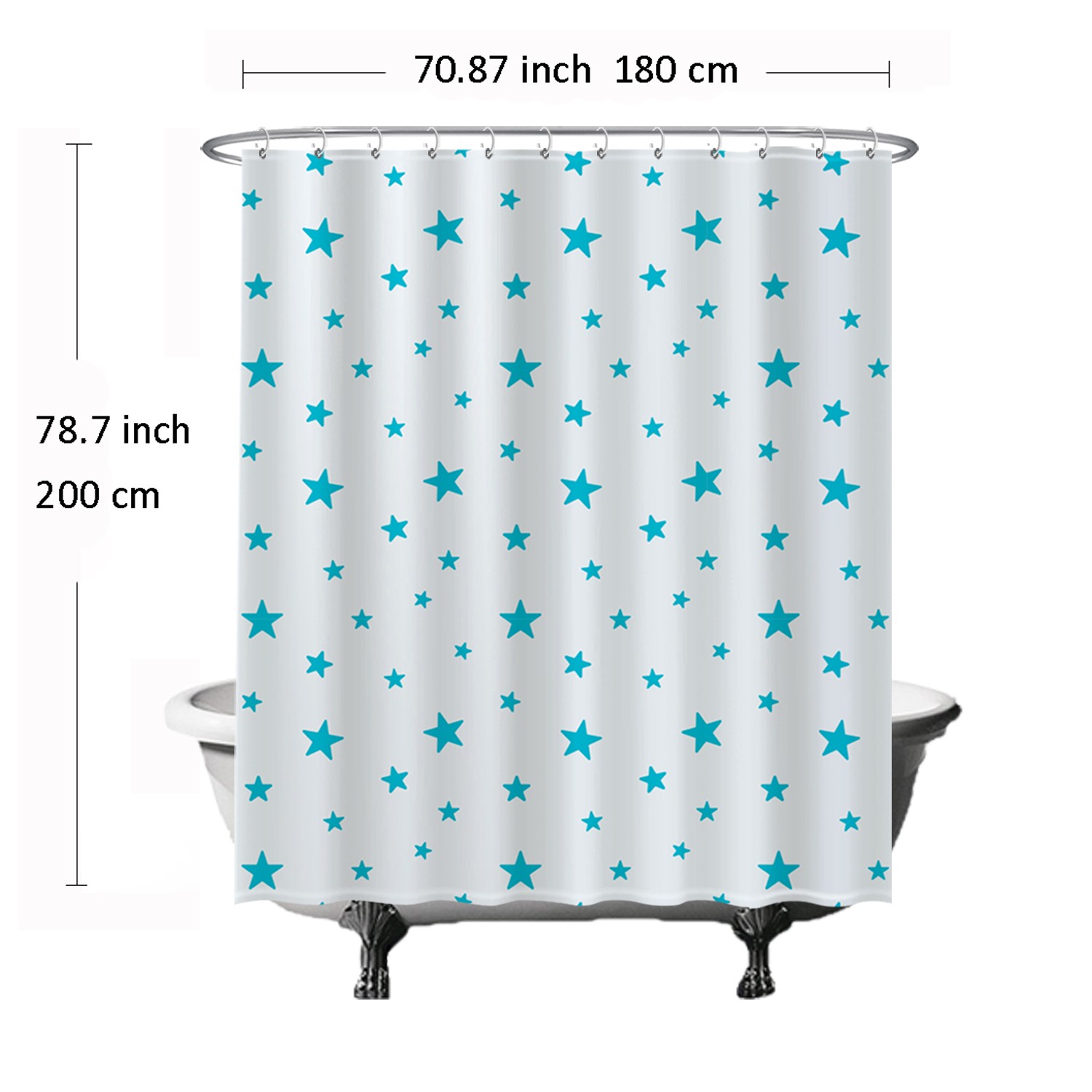 Ulticool Douchegordijn Sterren Groot Sterretjes Klein 180 x 200 cm