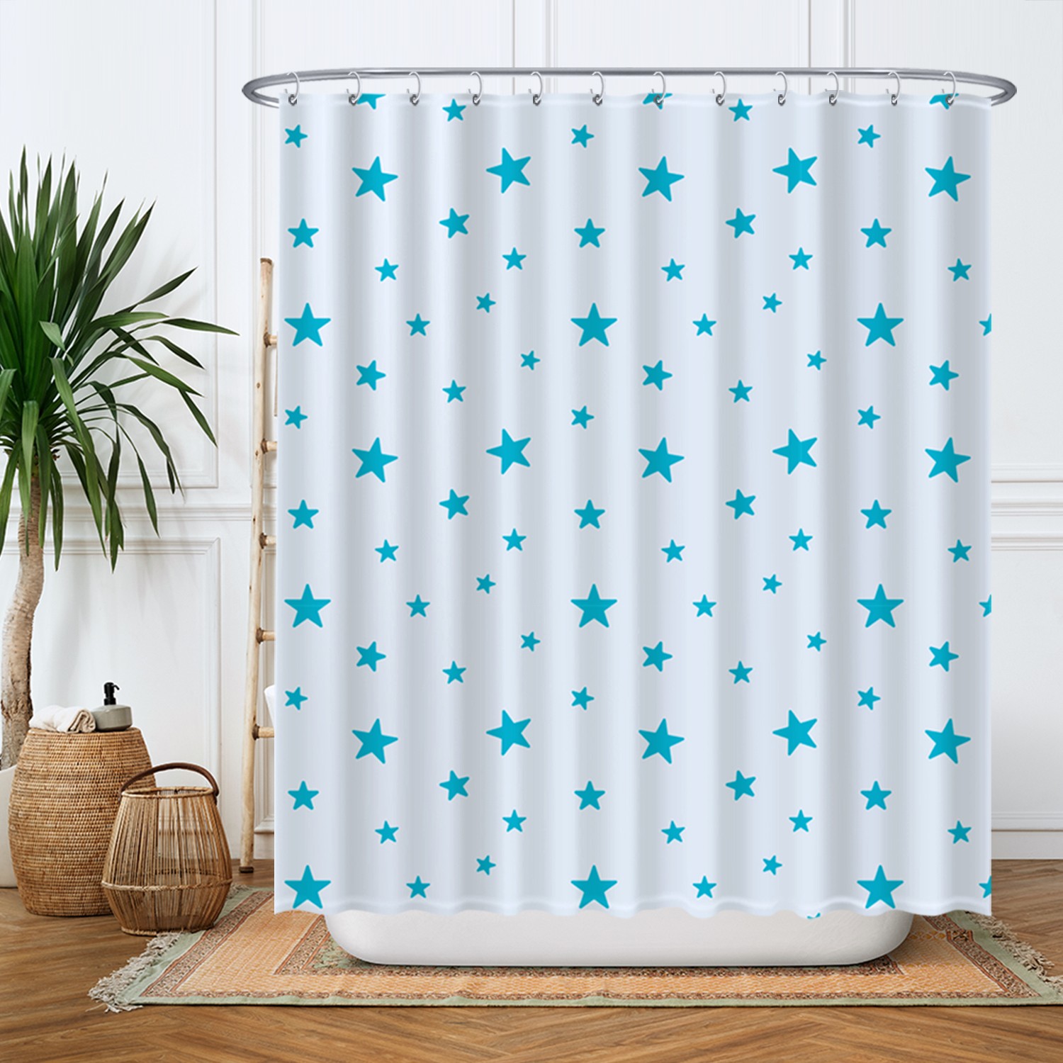 Ulticool Douchegordijn Sterren Groot Sterretjes Klein 180 x 200 cm