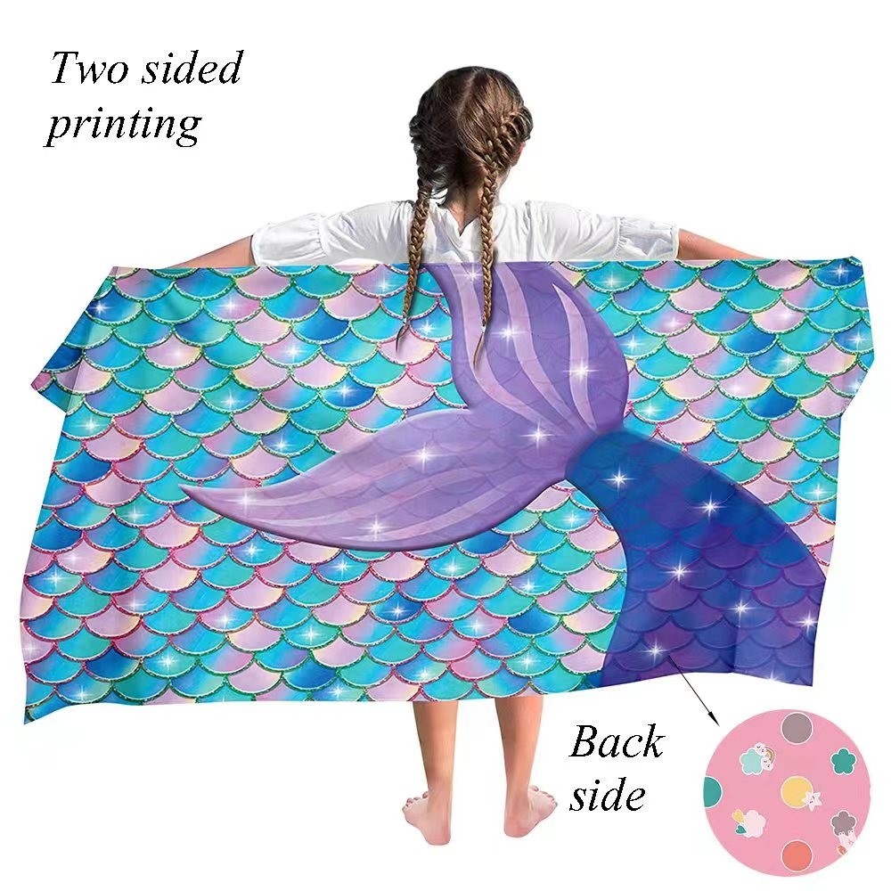 Sentimenteel Koken Pak om te zetten Ulticool - Handdoek - Zeemeermin Staart - Badhanddoek - Strandhanddoek  Zwemhanddoek - Kinderen - Sneldrogend Badlaken - 140 x 70 cm - voor reizen