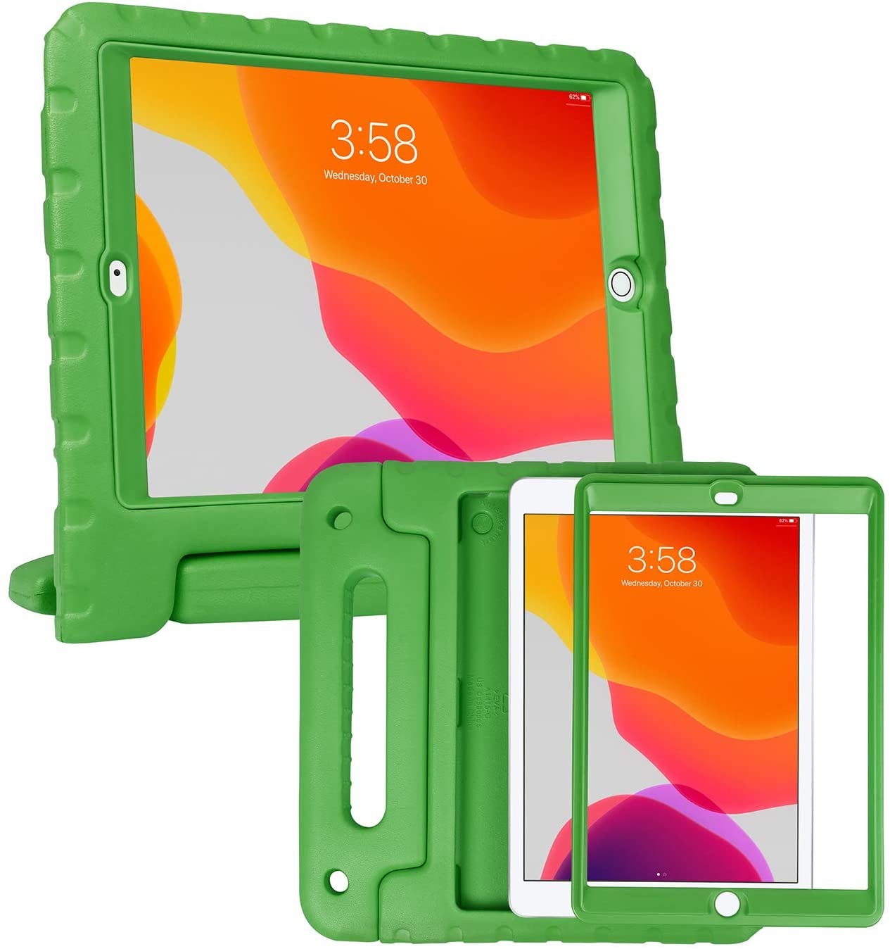 Idioot Vormen vervolging iPad 10.2 (2019 / 2020 / 2021) kinderhoes groen met ingebouwde  screenprotector