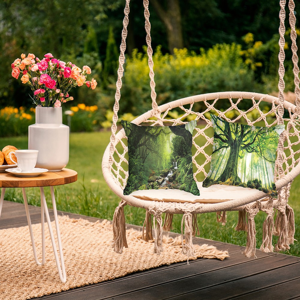 Outdoor kussen, weerbestendig, kussensloop, 45 x 45 cm, hert, bankkussen, set van 4 kussenslopen, schattige decoratieve kussens, vierkante hoofdkussen, overtrek, bankkussen, linnen, kussenhoes voor