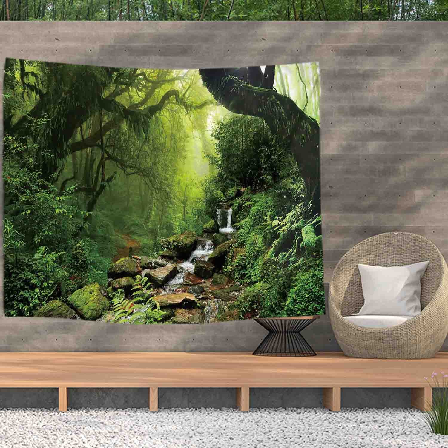 Regenwoud Natuur Eco Planten Waterval Poster - 200x150 Cm Groot Wandtapijt Tuinposter Tapestry