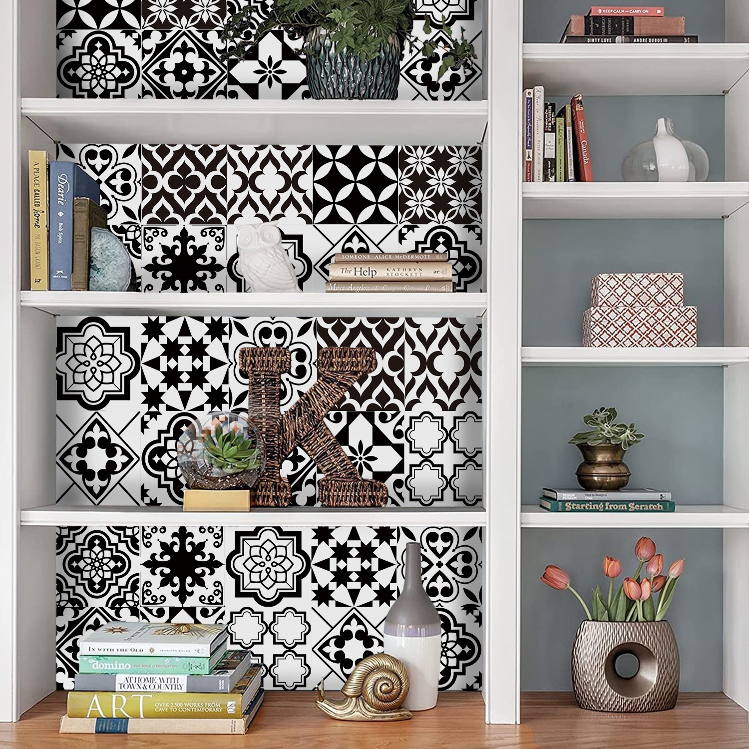Decoratie Sticker Tegels - Zwart Wit Geblokt Vierkant Damspel - 15x15 cm - 15 stuks Plakfolie Tegelstickers - Plaktegels Zelfklevend - Sticktiles - Badkamer - Keuken