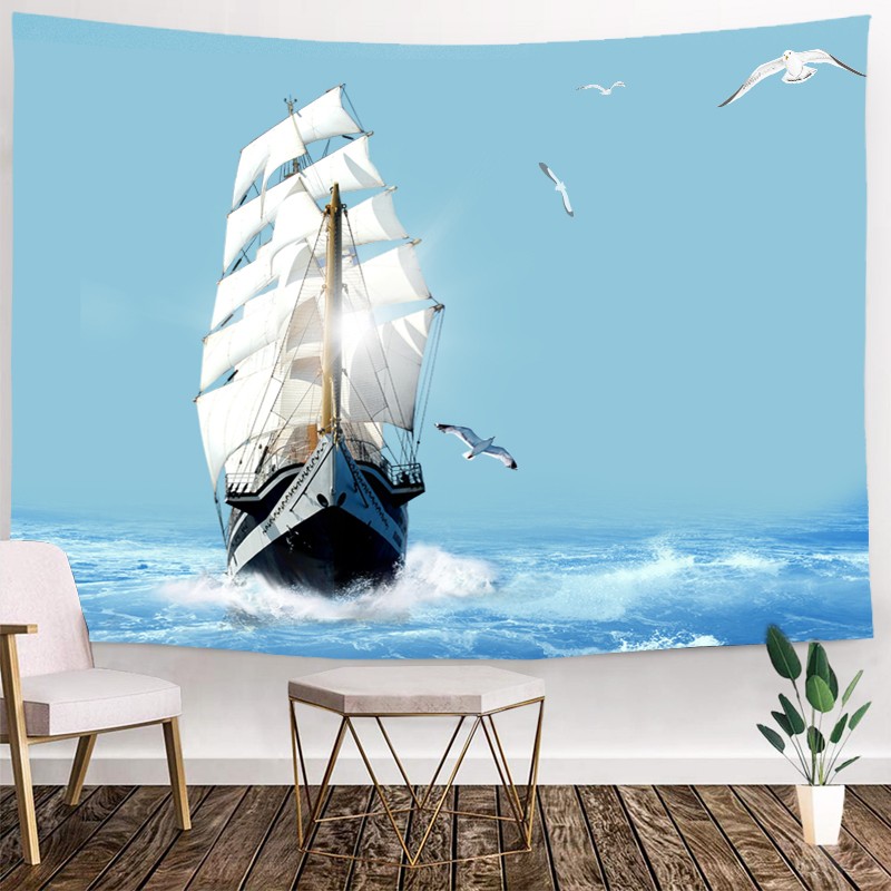 praktijk tentoonstelling antenne Ulticool - Zeilboot Decoratie Kompas Zeilen - Wandkleed - 200x150 cm -  Groot wandtapijt - Poster