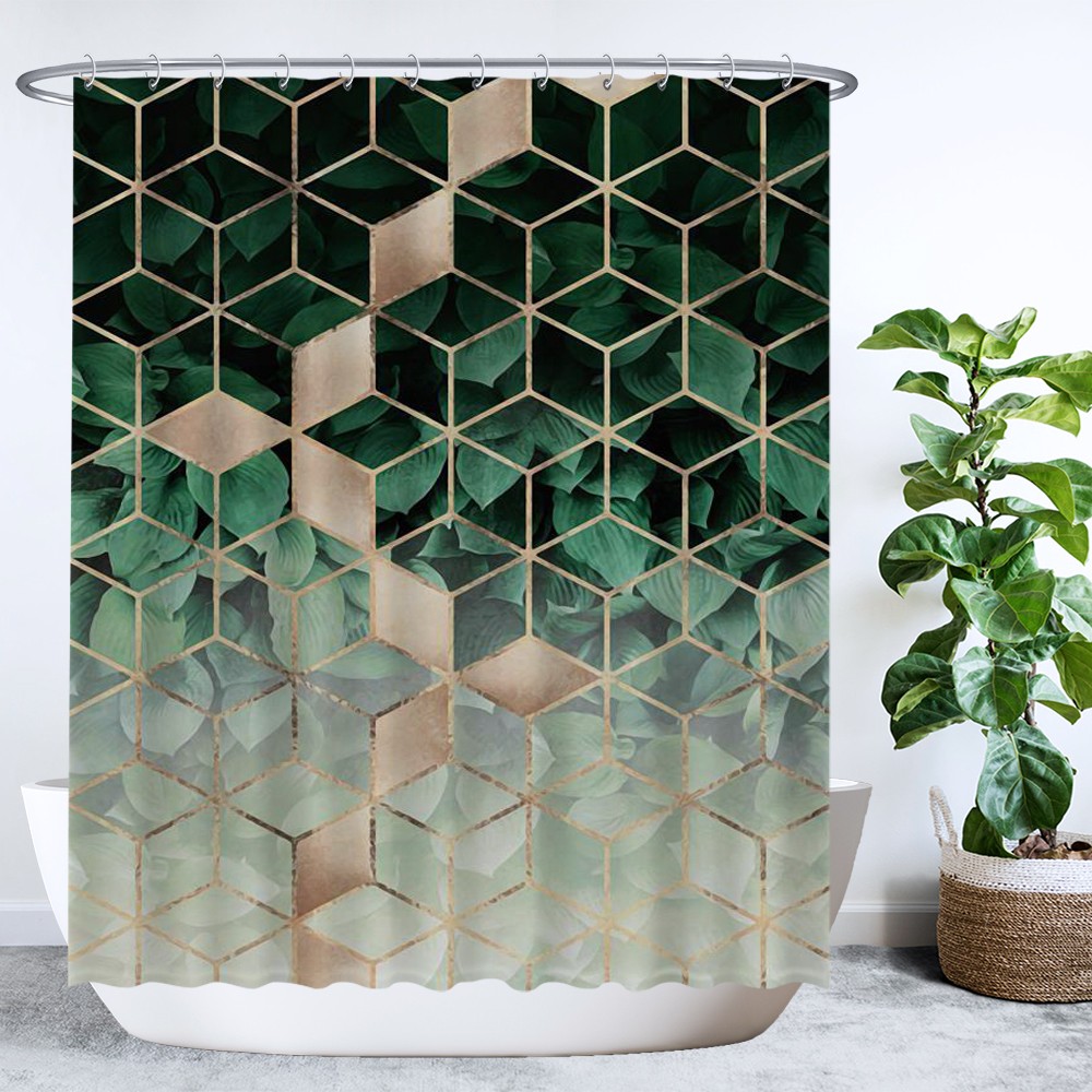 Douchegordijn - Deur Planten Kat - 180 x 200 cm - met 12 ringen
