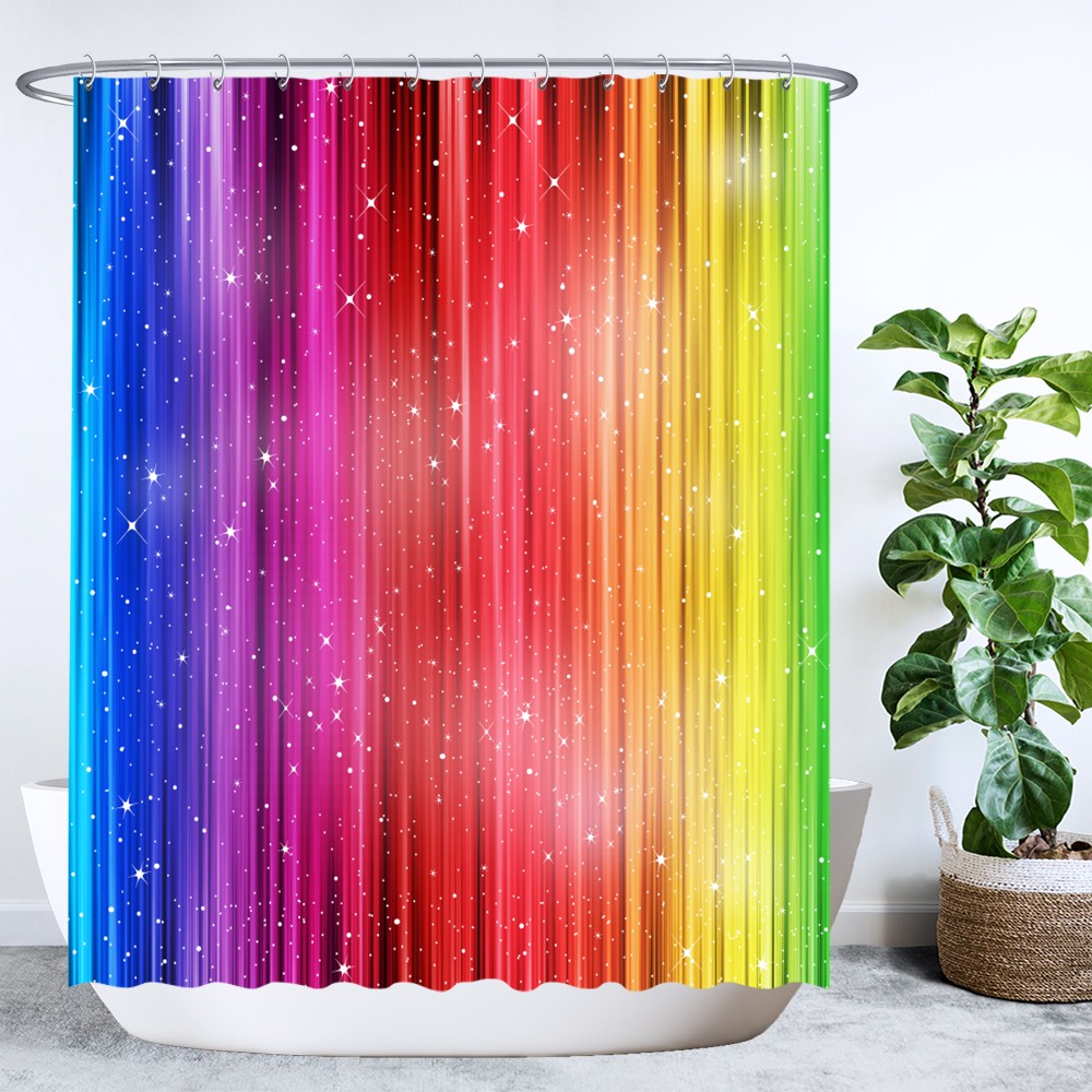 Ulticool Douchegordijn Regenboog 180 x 200 cm met 12 ringen