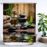 Ulticool Douchegordijn - Zen Spa Meditatie Rust - 180 x 200 cm - met 12 ringen 