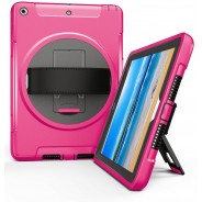 360 graden draaibare, rugged, iPad 9.7 (2017 & 2018) case met screenprotector roze