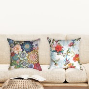 Ulticool  - Kussenhoes - Bloemen Natuur Kunst - Set van 2 stuks - Exclusief Kussenvulling  - Sierkussens 45x45 cm - Sierkussenhoes - Veelkleurig