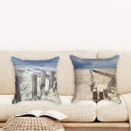 Ulticool  - Kussenhoes - Strand Kust Nederland  - Set van 2 stuks - Exclusief Kussenvulling  - Sierkussens 45x45 cm - Sierkussenhoes - Blauw Wit