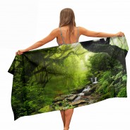 Ulticool - Regenwoud Natuur Eco Planten Waterval - Handdoek Microvezel - Sneldrogend Badlaken – 160 x 80 cm