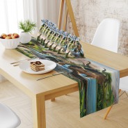 Ulticool Uitdeelzakjes 8x Dinosaurus - T-rex Kinderfeestje Traktatie Verjaardag Versiering Dieren Design  + 1x Tafelloper Textiel - Groen 