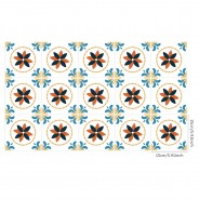Ulticool Decoratie Sticker Tegels - Bloem Zwart Oranje Blauw Beige Wit - 15x15 cm - 15 stuks Zelfklevende Plakfolie Tegelstickers - Plaktegels