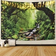 Ulticool - Regenwoud Natuur Eco Planten Waterval  - Wandkleed - 200x150 cm - Groot wandtapijt - Poster