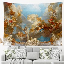 Ulticool - Fresco Historisch Schildersdoek Plafond Muren - Wandkleed - 200x150 cm - Groot wandtapijt - Poster - Sepia Blauw 