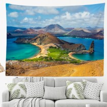 Ulticool - Baai Meer Bergen Landscape - Wandkleed - 200x150 cm - Groot wandtapijt - Poster - Blauw Groen 