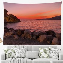 Ulticool - Spanje Zonsondergang Sunset - Decoratie Wandkleed - 200x150 cm - Groot wandtapijt - Poster - Roze Rood