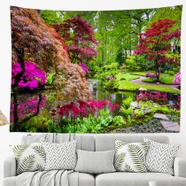 Ulticool - Bomen Bloemen Bloesem Natuur Water Park - Wandkleed - 200x150 cm - Groot wandtapijt - Poster 