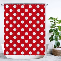 Ulticool Douchegordijn - Rood Wit Polka Dot Stippen - 180 x 200 cm - met 12 ringen 