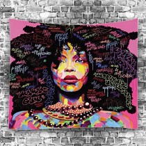 Ulticool - Vrouw Art Quotes Black Hair - Wandkleed - 200x150 cm - Groot wandtapijt - Poster