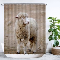 Ulticool Douchegordijn - Schaap Lammetje Dier - 180 x 200 cm - met 12 ringen 