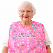 Slabber volwassenen 46x80 cm – Tekst Beste Oma - Waterdichte beschermslab – Senioren slab – Grote bavet – Fleece onderlaag – TPU tussenlaag