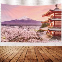 Ulticool - Bloesem Bloemen Natuur Berg Sneeuw Japan - Wandkleed - 200x150 cm - Groot wandtapijt - Poster