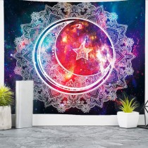 Ulticool - Mandala Wit Zon Maan - Wandkleed - 200x150 cm - Groot wandtapijt - Poster 